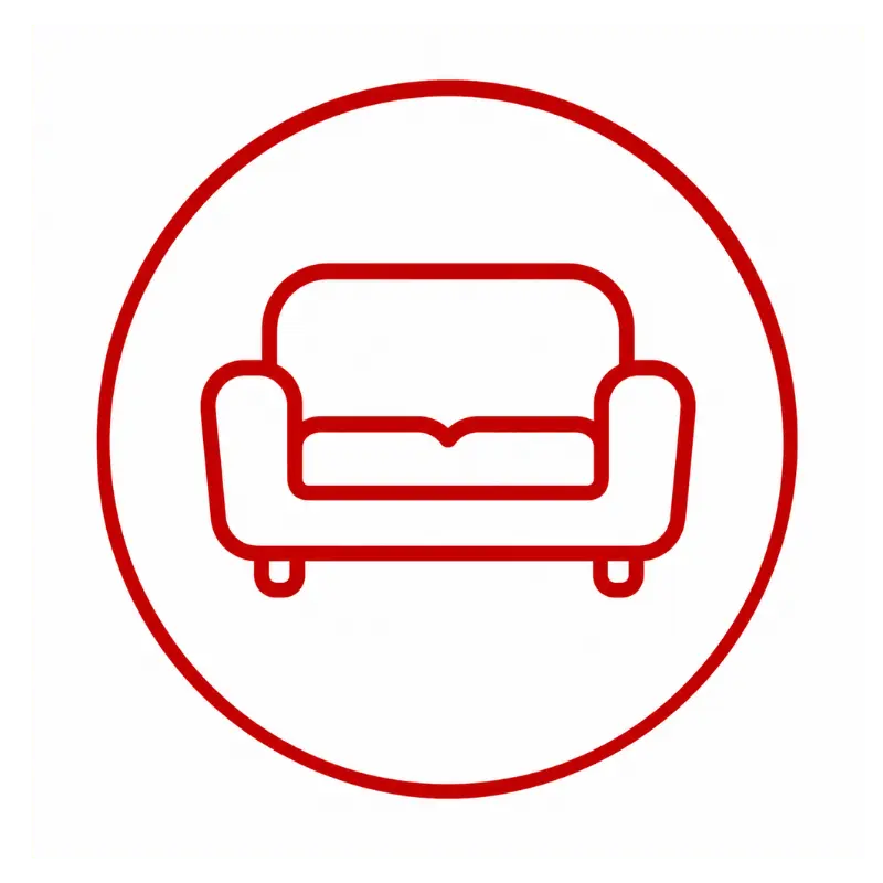 Floor sanding preparation icon representing furniture removal and preparing the room before work begins.